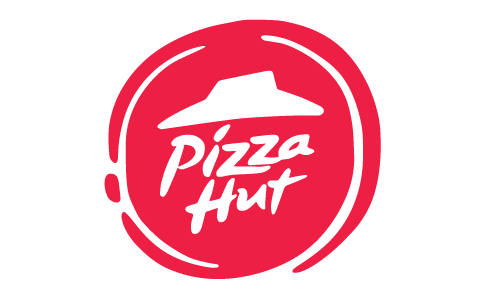 Pizza Hut logo in vector format. Features the iconic red roof and the brand name in bold, white letters.