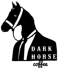 dark horse logo black and white with horse head on human body